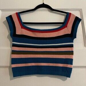 Les Soeurs Colorful Stripped Knit Crop Top